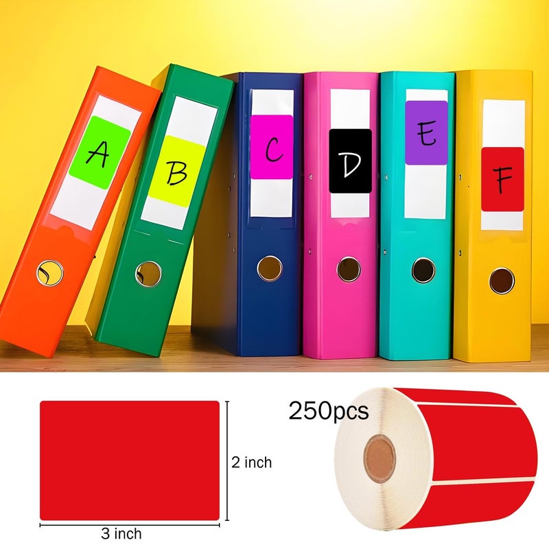 Well Tile Rectangular Red Color Coding Label Stickers 2 x 3 Inch Color-Code Labels Christmas Adhesive Colored Rectangle Label for Office School Supplies Write-On Surface 250 Labels - Image 2